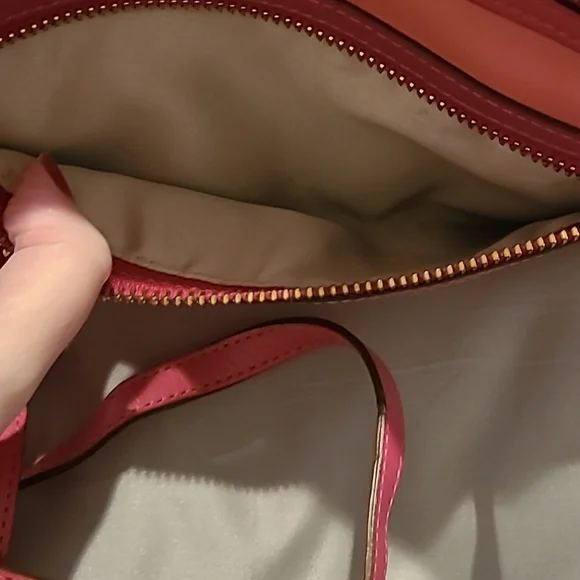 Vintage Coach mini crossbody leather fushia / salmon pink contrast - Picture 8 of 10